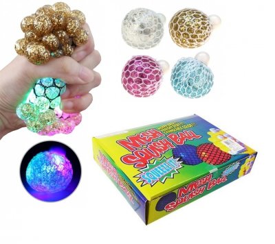 6cm Glitter Jelly Squeeze Squishy Mesh Net Ball With Light