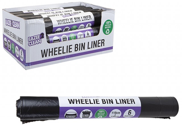 Wheelie Bin Liner 240L 6 Pack - Bargain WholeSalers